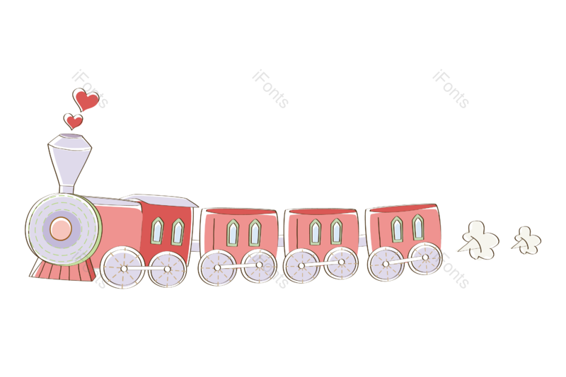 儿童节图片,手绘装饰元素,韩国插画PNG,火车免抠素材